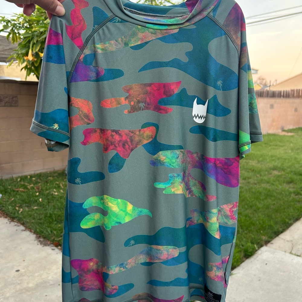 Munster Green Camo Tee with Multicolor Accent
